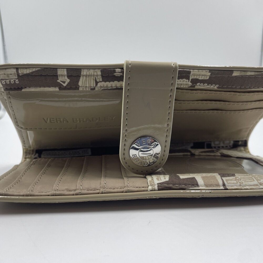 Vera Bradley tan khaki CAFE WALLET fold w/ coin - Picture 12 of 15